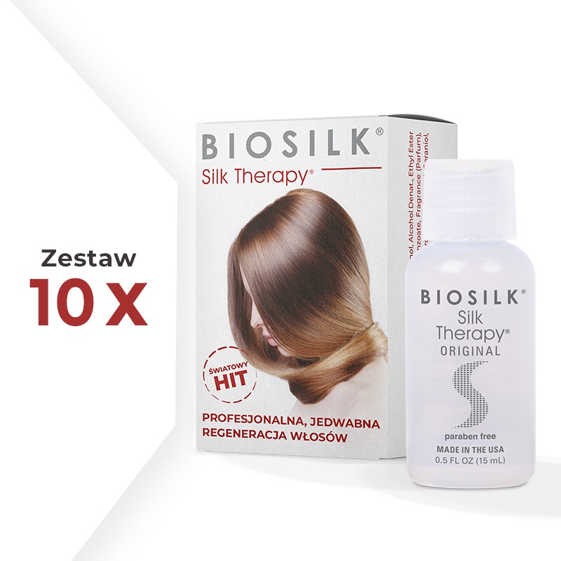 Zestaw 10 x Biosilk Silk Therapy Jedwab do włosów 15 ml