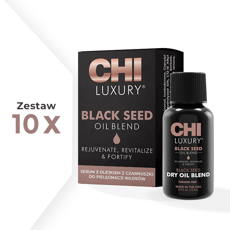 Zestaw 10 x CHI Luxury Black Seed Oil Suchy olejek z czarnuszki 15ml