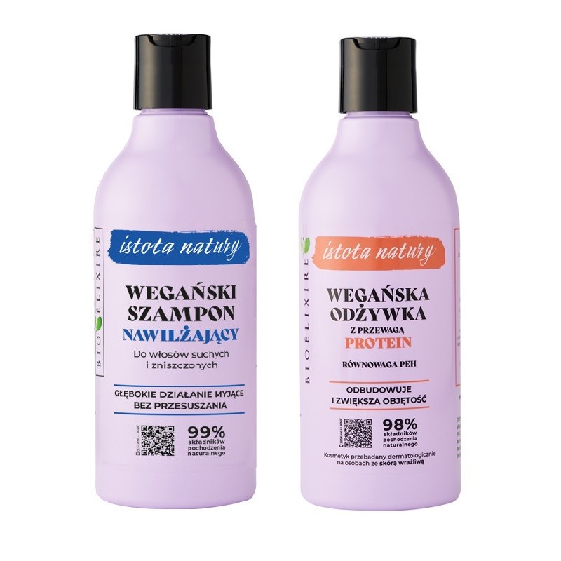 Zestaw Bioelixire Istota Natury Szampon nawilżający + Odżywka z przewagą protein