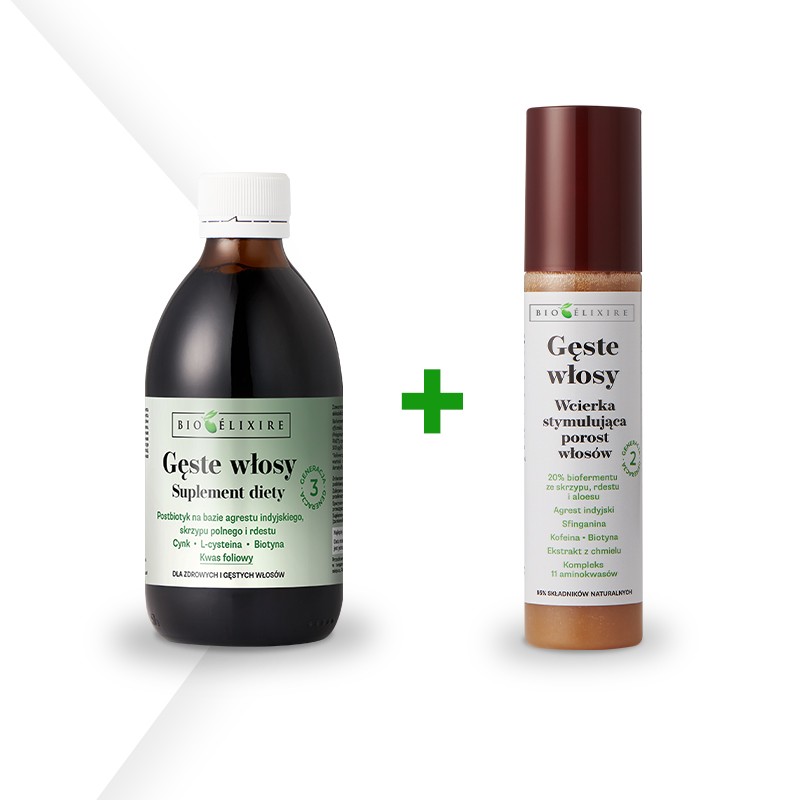 Zestaw Bioelixire Gęste Włosy Suplement Diety 300 ml + Wcierka 150 ml