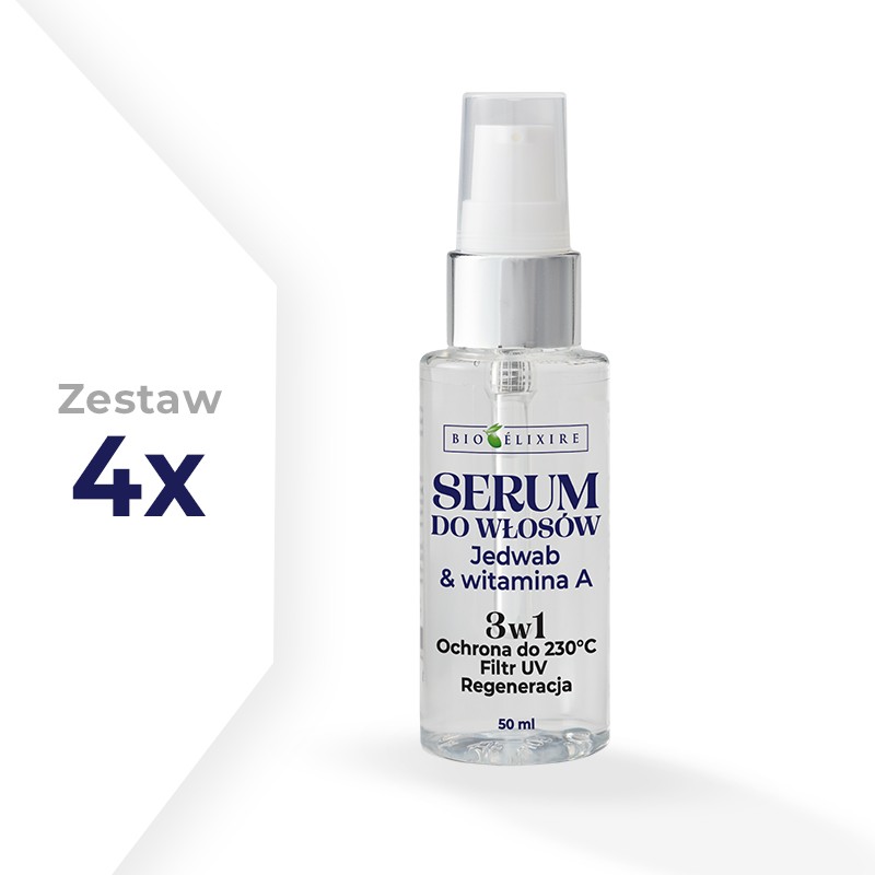 Zestaw 4 x Bioelixire Serum Jedwab & Witamina A 50 ml | Filtr UV, Koenzym Q10