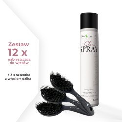 Zestaw 12 x Bioelixire Expert SHINE SPRAY Nabłyszczacz do włosów 200 ml + 3 x Szczotka
