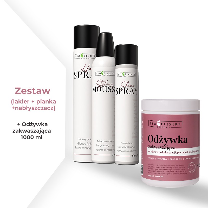 Zestaw Bioelixire Expert Lakier, pianka, nabłyszczacz + Odżywka