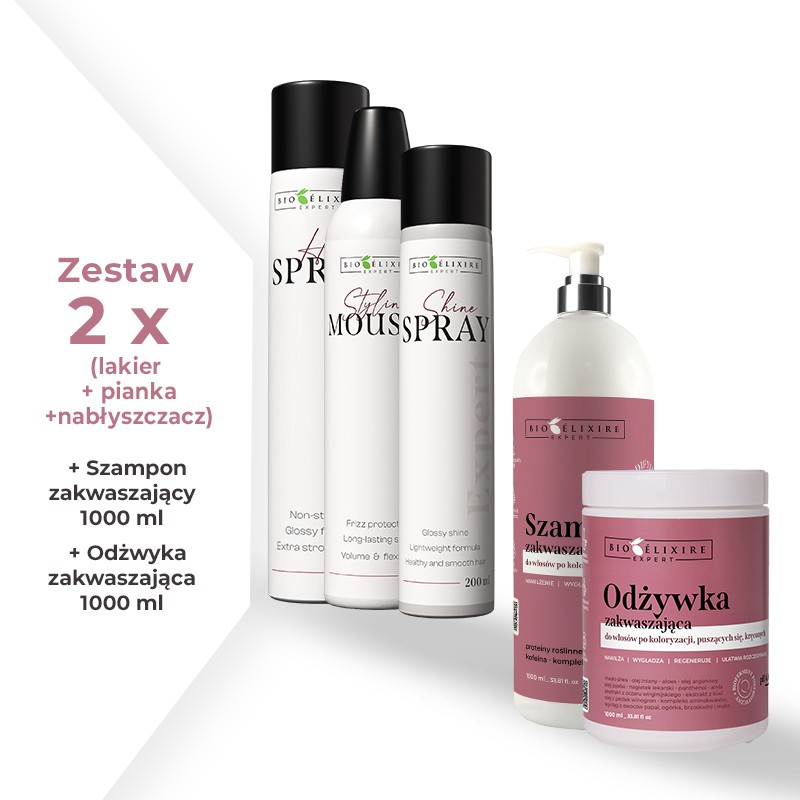Zestaw Bioelixire Expert 2 x (Lakier, pianka, nabłyszczacz) + gratisy