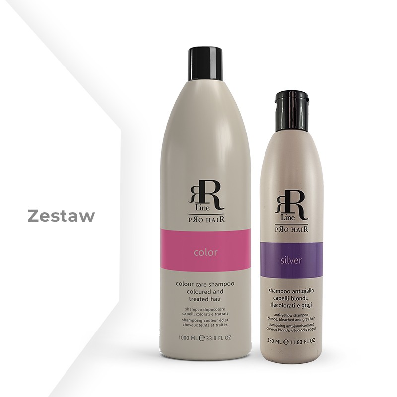 Zestaw RR Real Color Szampon do włosów farbowanych z Goji 1000 ml + Szampon Silver 350 ml promo